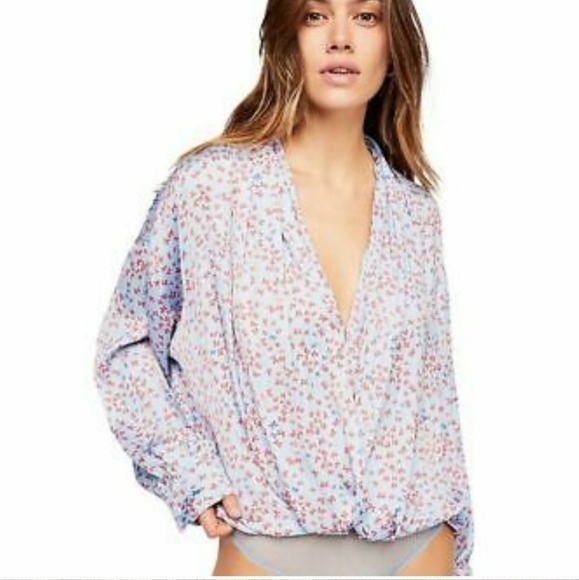 INTIMATELY by Free People Ladylike Lady Bodysuit Blue size XS in EUC - Picture 1 of 7